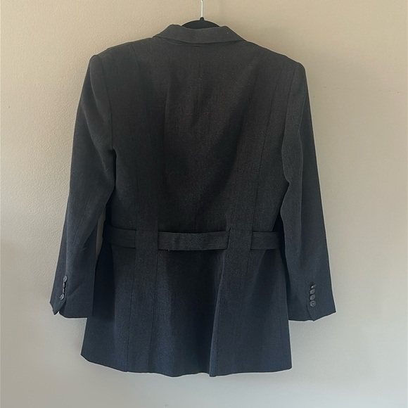 LAUREN Ralph Lauren Womens 100% Wool Equestrian Belted Charcoal Gray Blazer Sz 8 - Picture 4 of 11